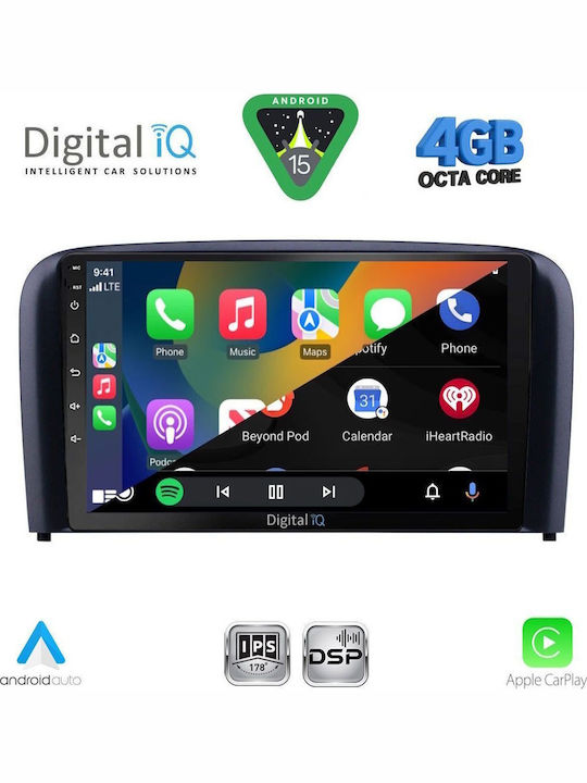 Digital IQ Car Audio System for Volvo S80 1999-2006 Bluetooth USB WiFi GPS Apple CarPlay Android Auto with 9" Touch Screen