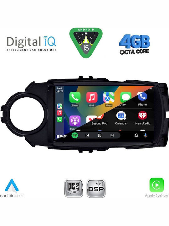 Digital IQ Auto-Audiosystem für Toyota Yaris 2015-2020 Bluetooth USB Eingebautes Wi-Fi GPS Apple CarPlay Android Auto mit 9 Zoll Touchscreen