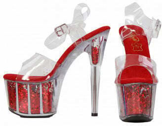 Red Pumps Transparent Sequined Platform S9210-rd