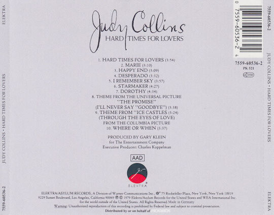 Judy Collins - Hard Times For Lovers CD Μουσικής