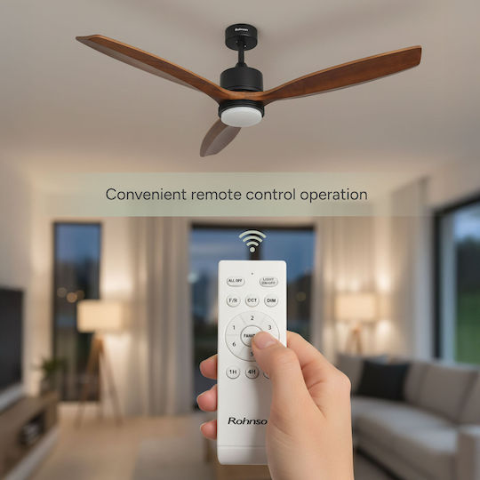 Rohnson Ceiling Fan 132cm with Light Fixture Brown / Black