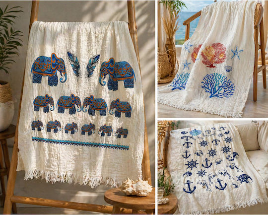 SteweHome Cotton Beach Towel Light Blue 180x100cm