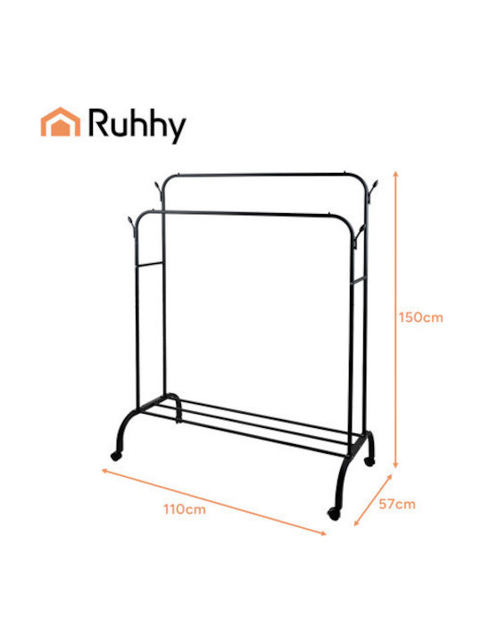 Ruhhy Kremastră De Podea Pe Roți Din Metal Neagră 150x110cm