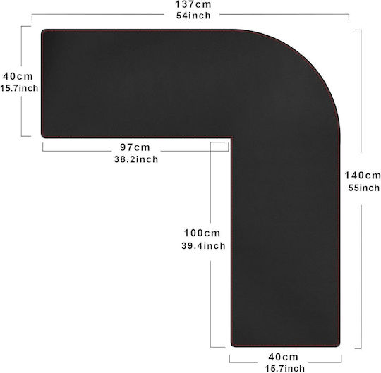 Perna De Mouse Zoresyn Formă L 140+137 X40 Cm Mare Negru