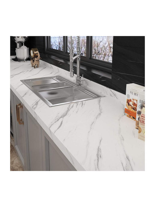 Self-adhesive Waterproof Marble Furniture Foil White-grey 60x500cm Self-adhesive Waterproof Marble Furniture Foil White-grey 60x500cm
