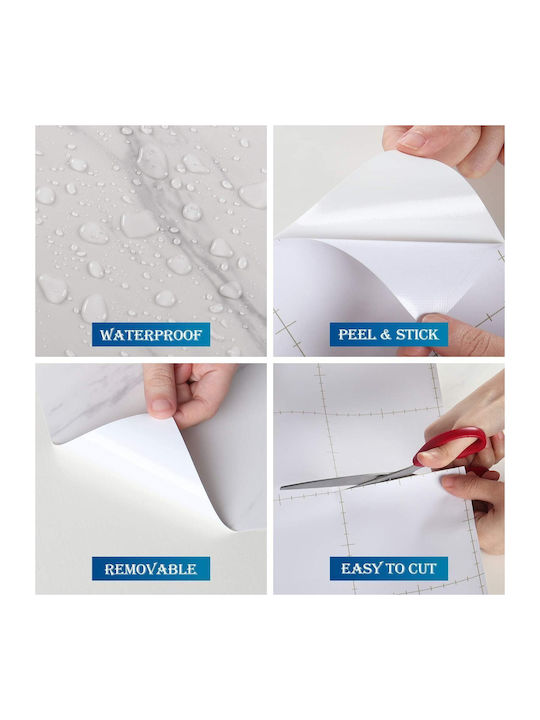 Self-adhesive Waterproof Marble Furniture Foil White-grey 60x500cm