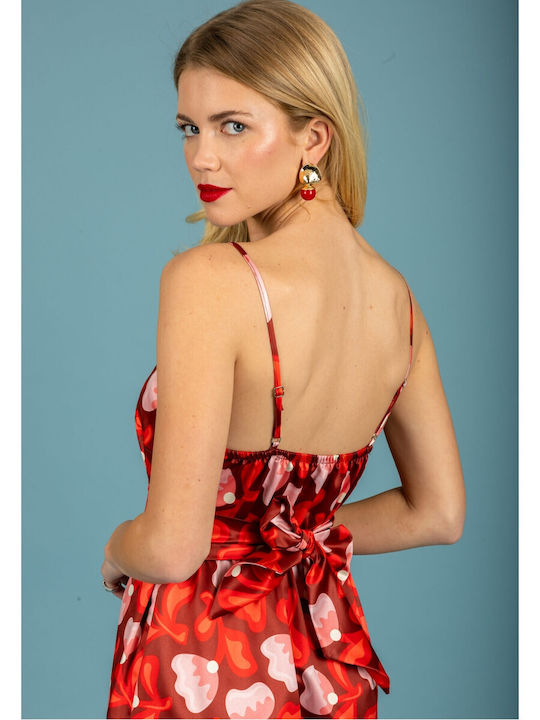 Summer Maxi Evening Satin Red Dress