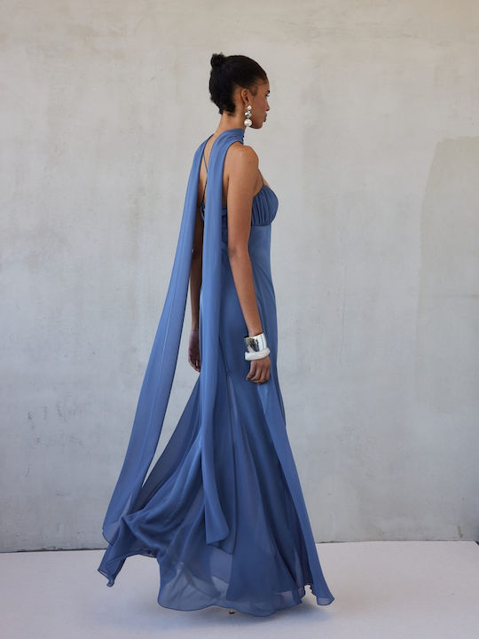 Maxi Φόρεμα Σατέν Blue