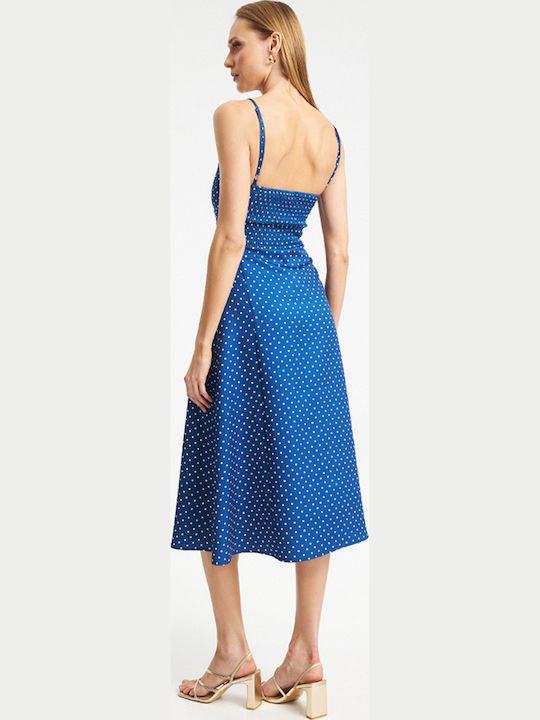 Καλοκαιρινό Midi Φόρεμα Blue White/blue