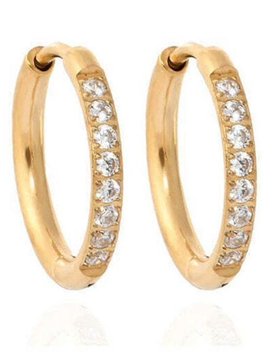 Asimi Body Piercing Earrings Hoops Steel Gold Plated with Stones