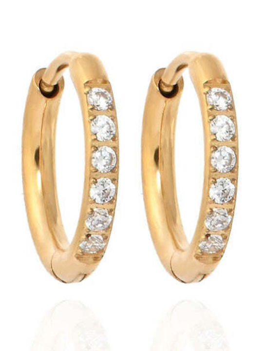 Asimi Body Piercing Earrings Hoops Steel Gold Plated with Stones