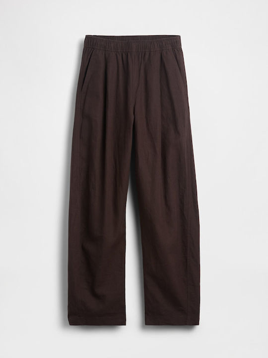 Damen Leinenhose mit Gummiband Terra Braun