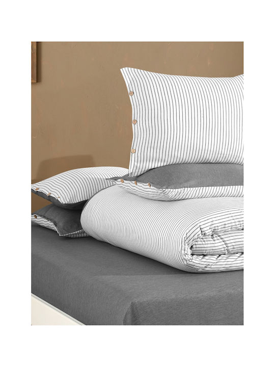 SteweHome Σετ Παπλωματοθήκη 200x220cm Διπλή με 2 Μαξιλαροθήκες Ριγέ