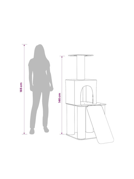 vidaXL Scratching Post Cat Tree Gray 56x95x146 cm