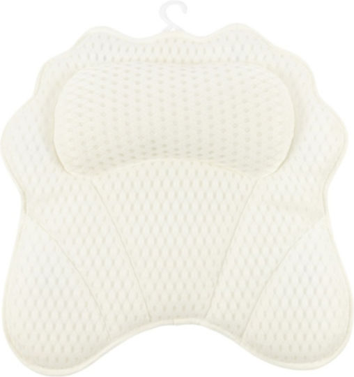 Perna Relaxantă Pentru Cadă 6 Ventuze Antiderapante Suport Pentru Gât Tetieră Design Ergonomic Ușor De Uscat Spălat Cu Cârlig De Agățat Dimensiuni 43 X 40 Cm Material Poliester Alb