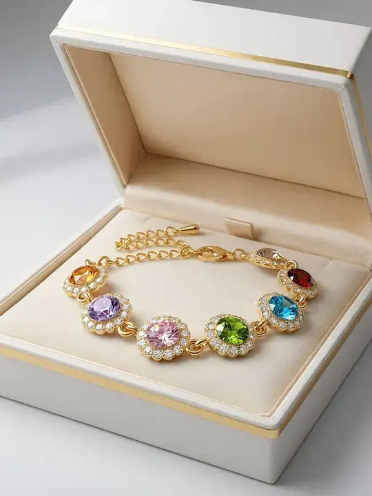 Women's Gold Plated Chain Bracelet with Zircon