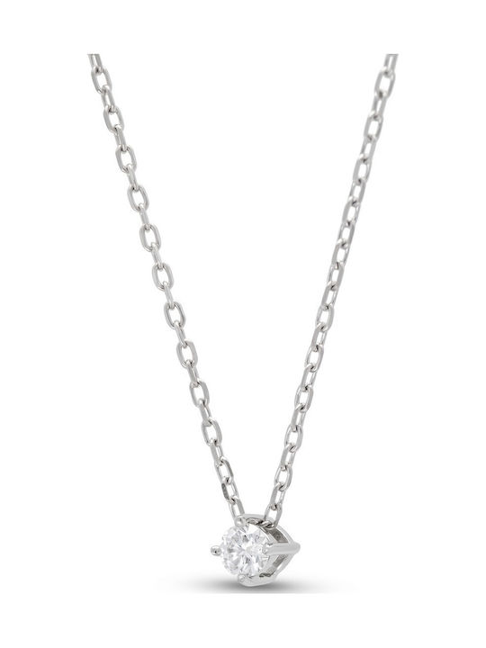 Kiriakos Gofas Solitaire Necklace Made of Silver with Diamond