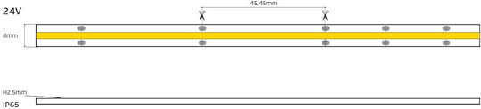 VK Lighting Waterproof LED Strip 24V Warm White Light 5m COB Type