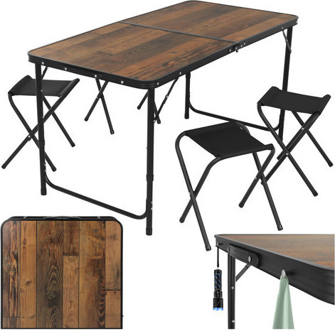 Gardlov Masă de Picnic - Bancă Din Aluminiu Pliabilă În Valiză 120x60x33.5cm Neagră