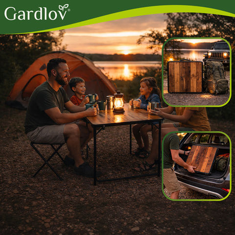 Gardlov Masă de Picnic - Bancă Din Aluminiu Pliabilă În Valiză 120x60x33.5cm Neagră