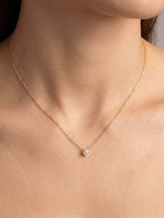 Kiriakos Gofas Solitaire Necklace Made of Gold Plated Silver with Diamond