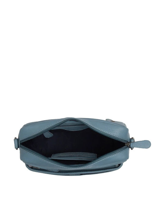 Leather Women's Shoulder Bag Light Blue