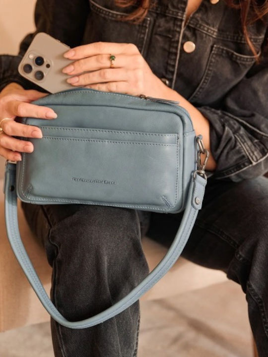 Leather Women's Shoulder Bag Light Blue