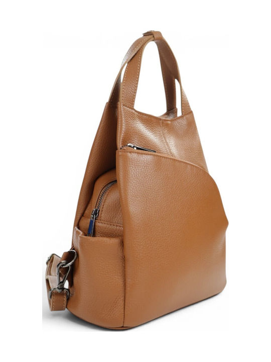 Leather Women's Backpack Handbag Tabac Brown