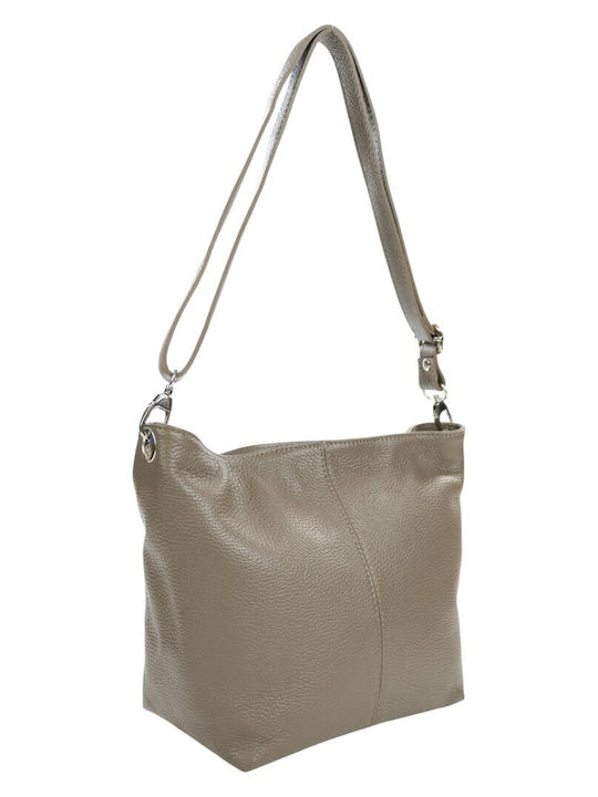 Damentasche aus Leder Schulter Taupe