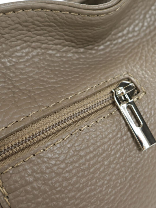 Damentasche aus Leder Schulter Taupe