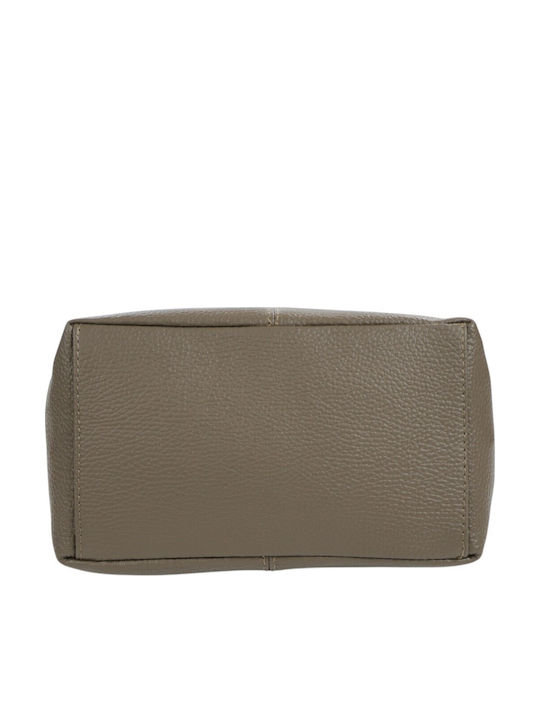 Damentasche aus Leder Schulter Taupe