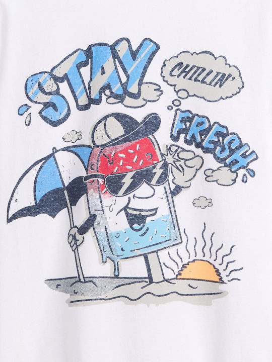 Bluza Pentru Copii Cu Mâneci Scurte Fresh Alb