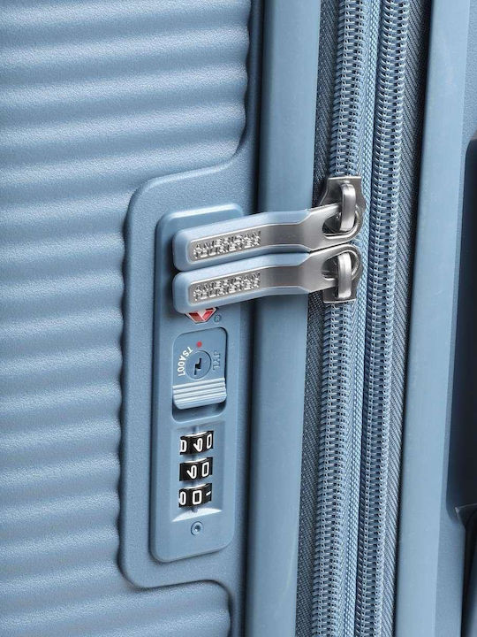 American Tourister Soundbox Medium Travel Suitcase Stone Blue Height 67cm