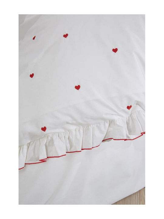 SteweHome Cotton Duvet Cover Set 200x220cm Double With 2 Pillowcases Red