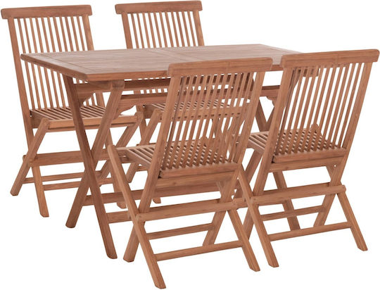 Garten- und Outdoor-Möbelsets Typsatz Speisesaal 5 Stück Naturfarben