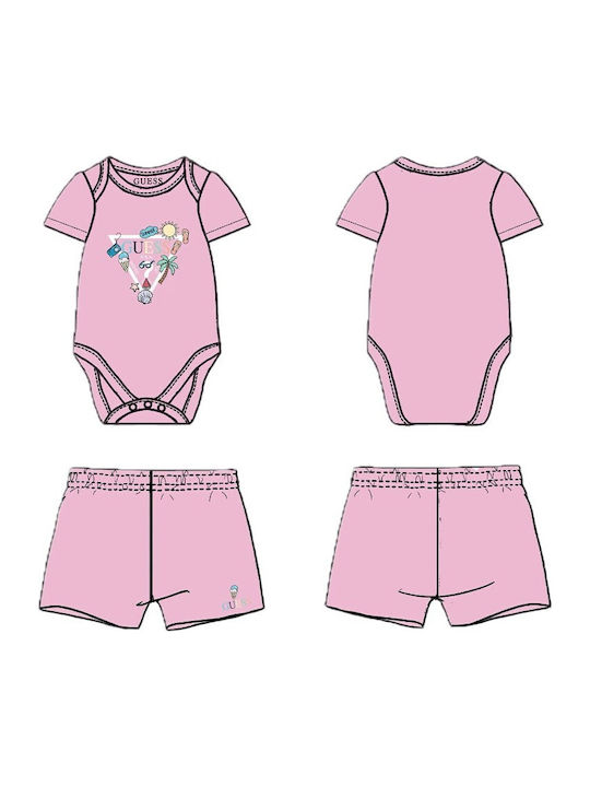 Guess Pink Baby Bodysuits Set 2 Pieces