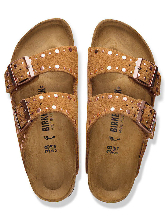 Rivet Flache Damen Anatomisch Sandalen Braun Schmale Passform