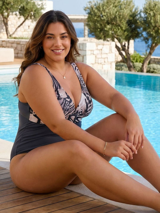 One Piece Swimsuit with Light Padding Anthracite