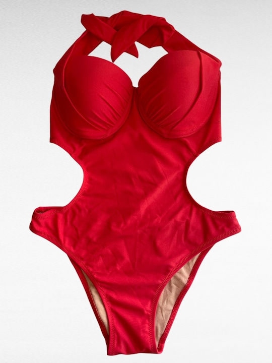 Strapless Ein Stück Badeanzug Rote LU.M121rot