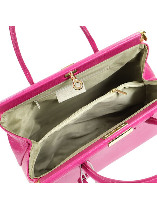 Leather Women's Tote Handbag Fuchsia