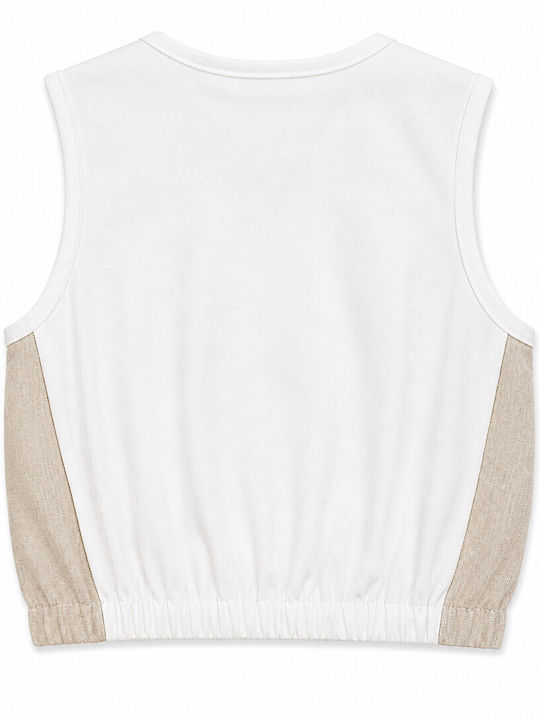 Kinder-Crop-Top Ärmellos Beige