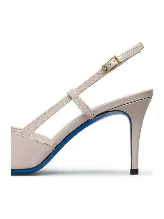 Pointed Toe Heels In Patent Leather With High Heel Beige