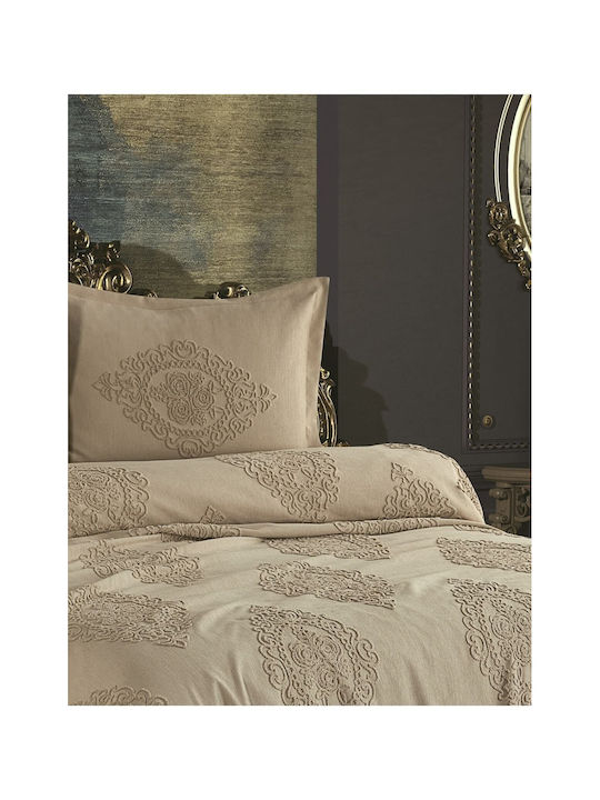 SteweHome Super-Double Bed Sheets Set 250x260cm Brown 4 Pieces