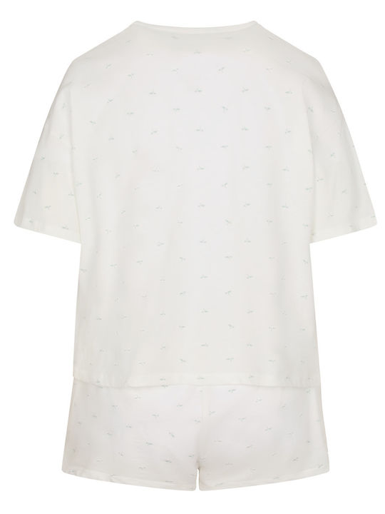 Hunkemöller Sommerliches Damen-Schlafanzug-Set Weiß Jersey
