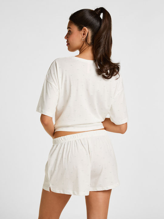 Hunkemöller Sommerliches Damen-Schlafanzug-Set Weiß Jersey