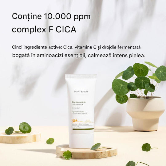 Mary & May CICA Soothing Cremă Solară de Față SPF50+ 50ml