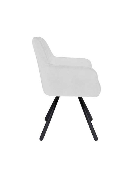 Kinuz Dining Armchair With Beige Fabric Upholstery 55x86cm