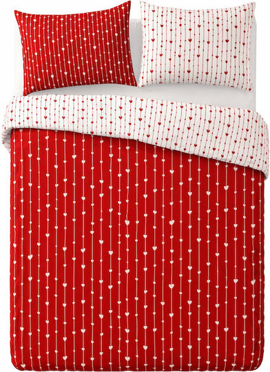 SteweHome Σετ Διπλή 200x220cm Ρομαντικό Σχέδιο Καρδιάς
