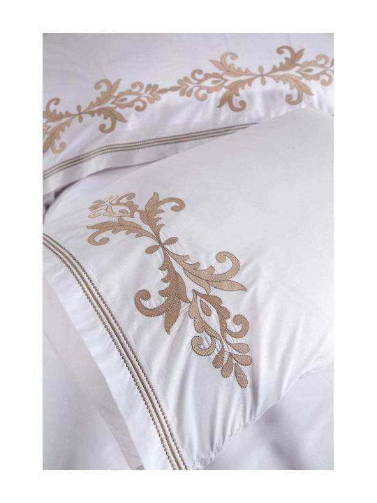 SteweHome Σετ Παπλωματοθήκη Βαμβακερή 200x220cm Διπλή με 2 Μαξιλαροθήκες Μπεζ