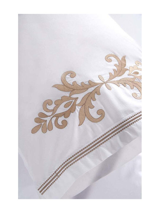 SteweHome Σετ Παπλωματοθήκη Βαμβακερή 200x220cm Διπλή με 2 Μαξιλαροθήκες Μπεζ